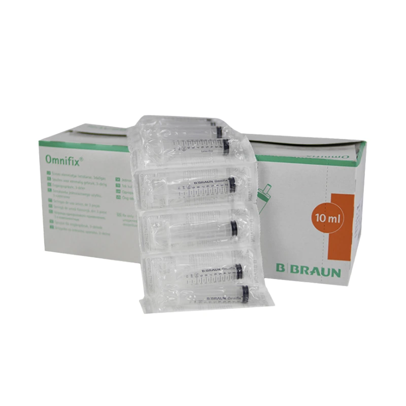 Jeringa B.Braun Omnifix 10 ml de 3 cuerpos Luer excéntrico sin latex. Caja de 100