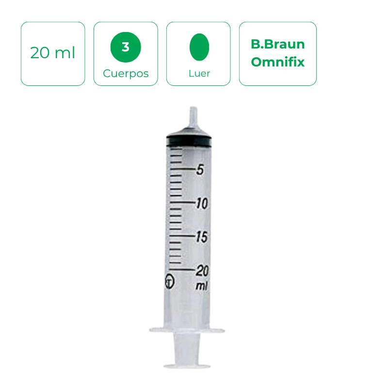 Jeringa B.Braun Omnifix 20 ml de 3 cuerpos Luer
