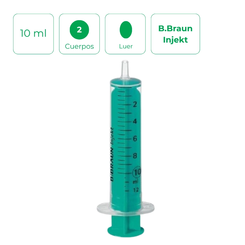 Jeringa dos cuerpos 10 ml. cono luer BBraun Injekt caja 100 u.