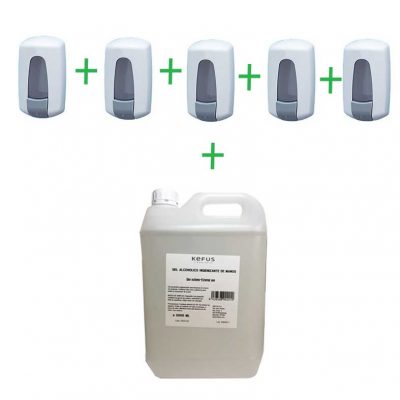 material sanitario Combo gel y dispensador