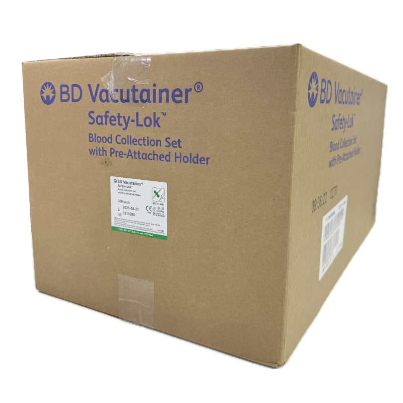 Palomilla BD Vacutainer Safety-Lok Portatubos incorporado 23G x 3/4'' x 7'' (0,6x19mmx178mm) - Caja 25 uds