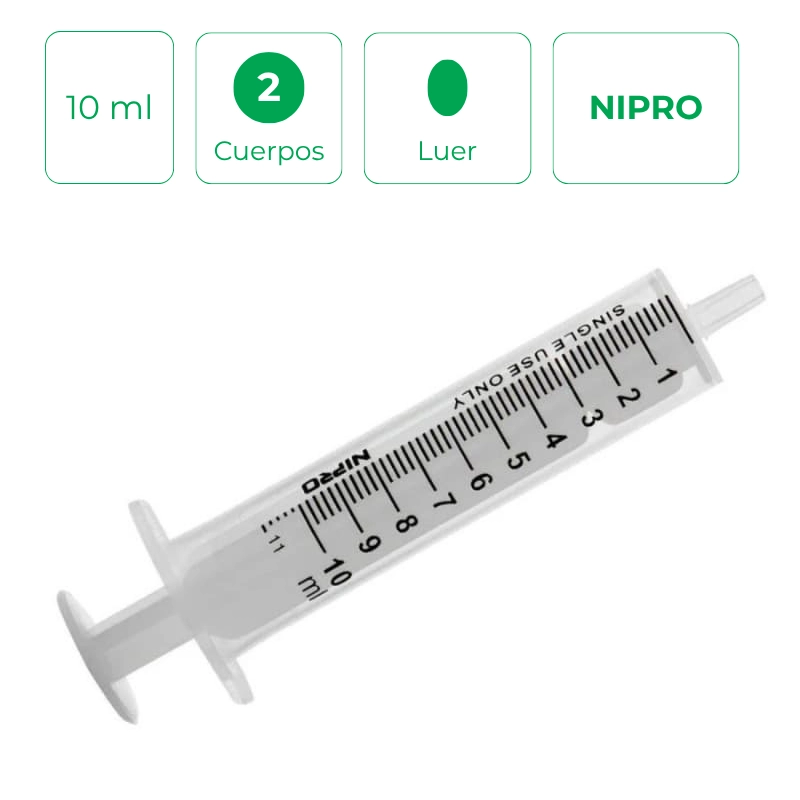 Jeringa de 2 cuerpos Luer 10ml – Caja de 100