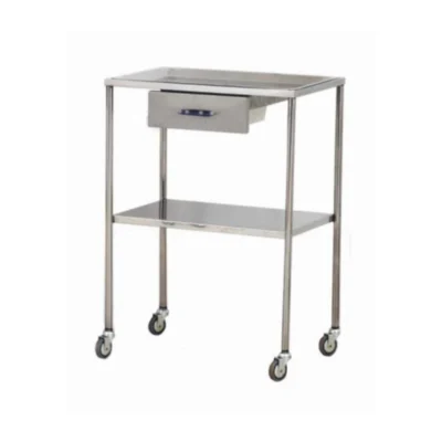 Mesa Auxiliar Blanca 1 Cajon 2 Lisos Inox.