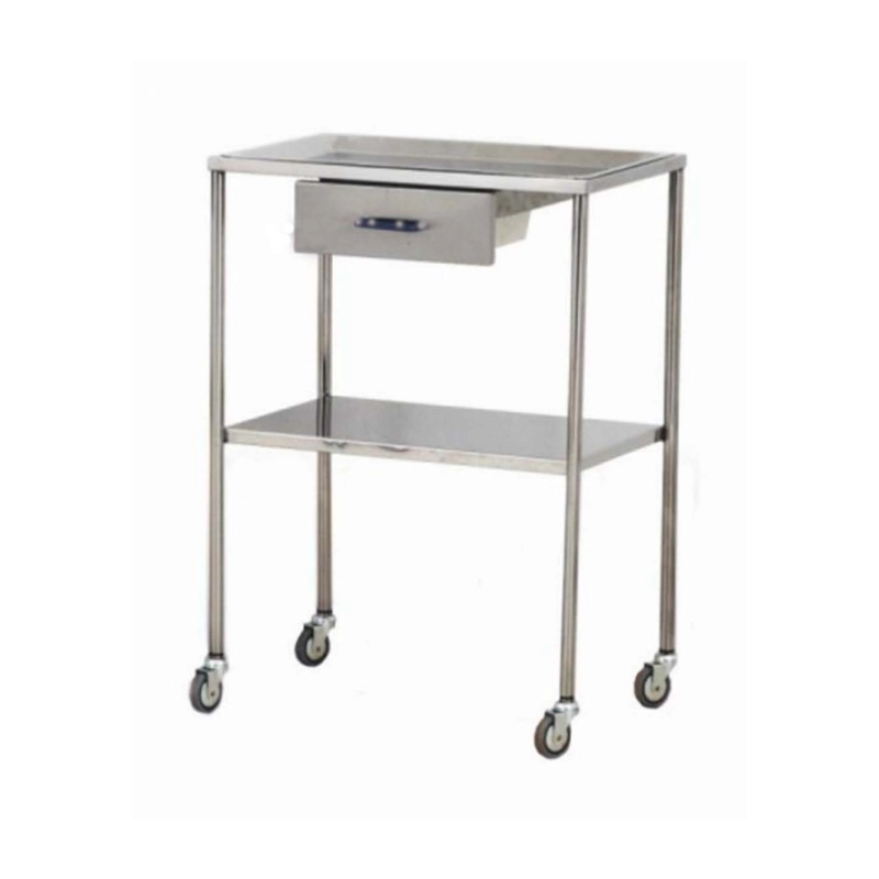 Mesa Auxiliar Blanca 1 Cajon 2 Lisos Inox.