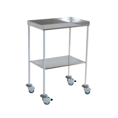 Mesa Auxiliar Blanca 2 Lisos Inox. Superior Barandilla