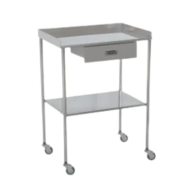 Mesa Auxiliar Cromada 2 Lisos Inox. Superior Barandilla 1 Cajon