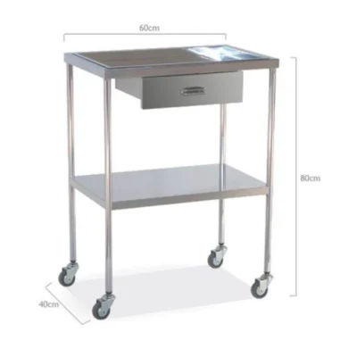 Mesa Auxiliar Cromada Superior Bandeja 1 Cajon