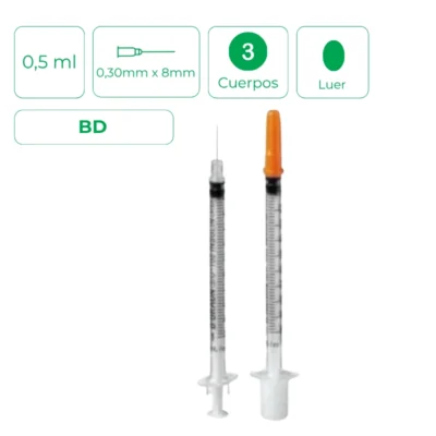 Jeringa de insulina 0.5ml 0.30mm x 8mm BD