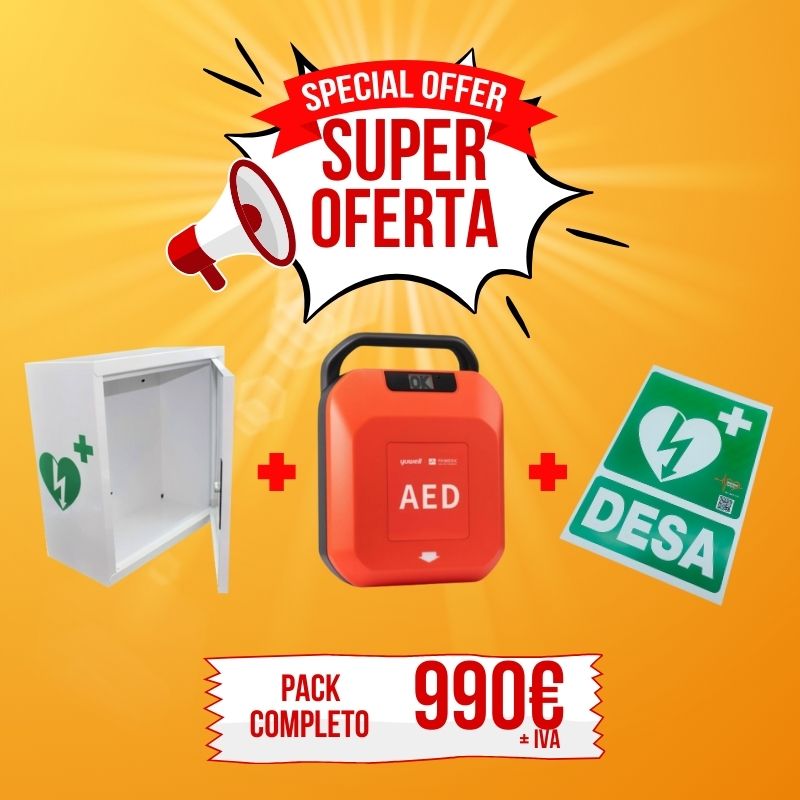Pack completo Vitrina Desfibrilador HEARTSAVE Y + Señalización