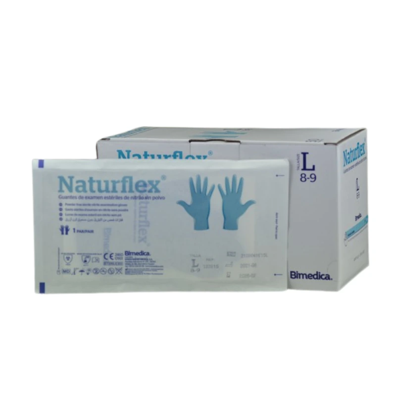 Guante de examen estériles de nitrilo sin polvo Talla L 8-9 NATURFLEX
