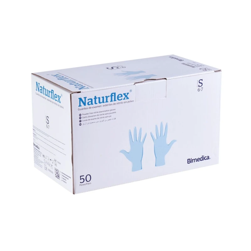 Guante de examen estériles de nitrilo sin polvo Talla S 6-7 NATURFLEX
