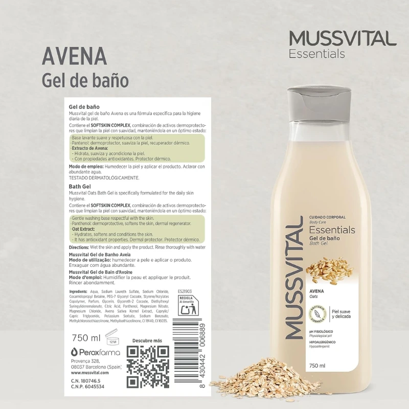 Gel de Baño de Extracto de Avena MUSSVITAL