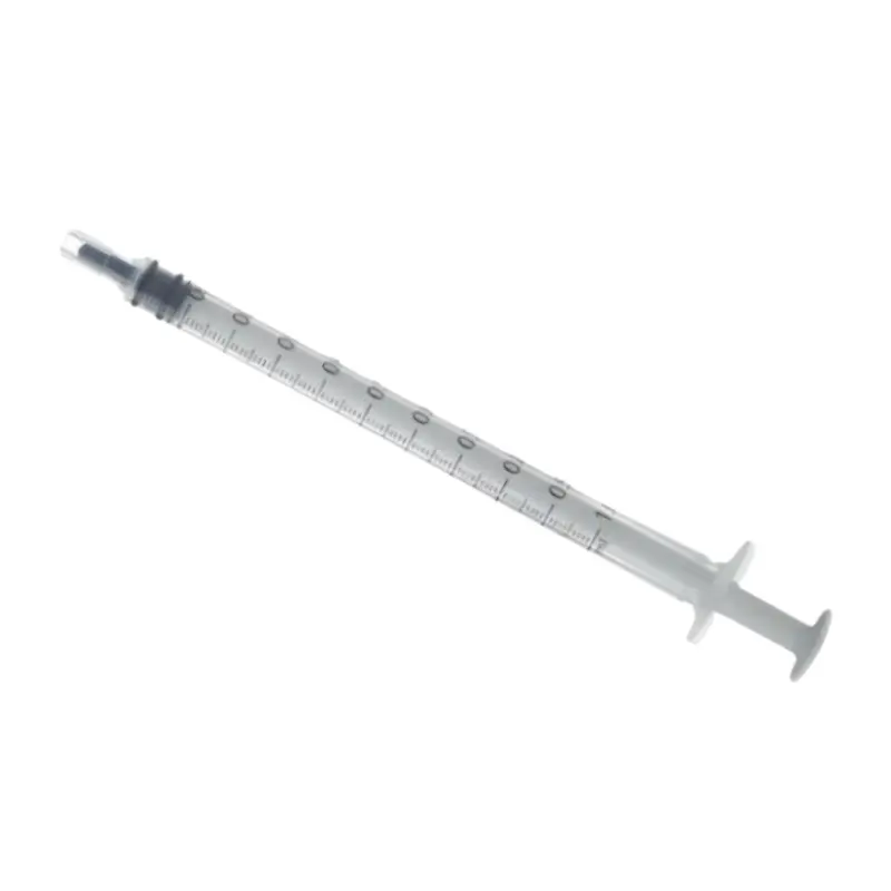 Jeringa de insulina Icoplus3 de 1 ml sin aguja con cuerpo transparente graduado de alta precisión.