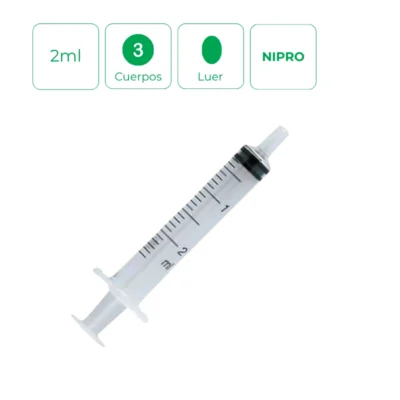 Jeringa nipro 2ml Luer slip sin aguja 100 Unidades