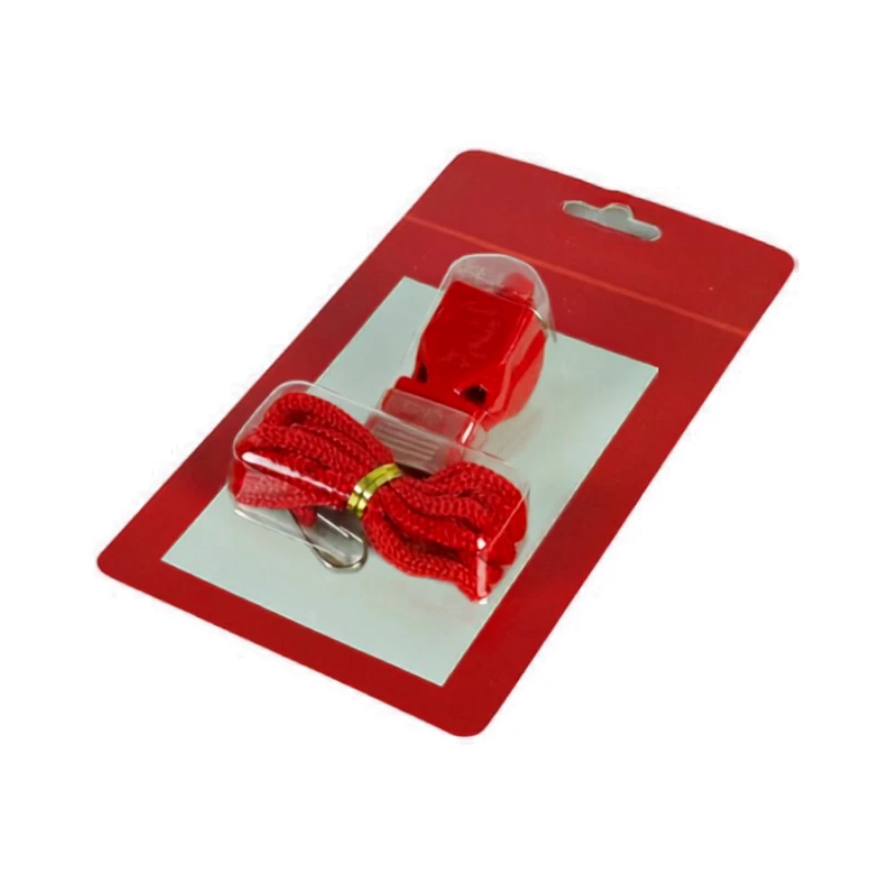Silbato de rescate rojo con cordón
