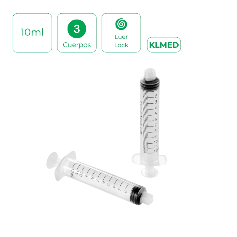 Jeringa 3 cuerpos Luer Lock de 10 ml 100Und Klmed
