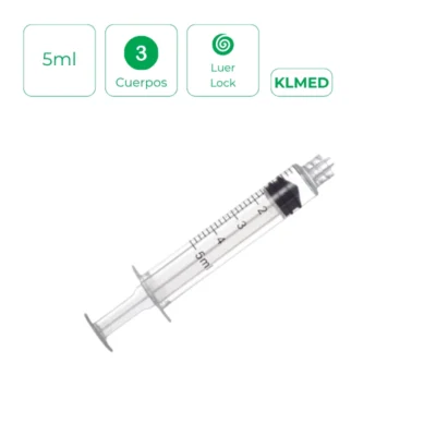 Jeringa 3 cuerpos Luer Lock de 5 ml 100Und KLMED