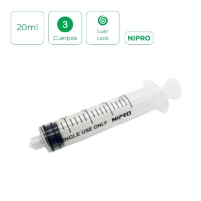 Jeringa de 3 cuerpos nipro Luer Lock 20ml
