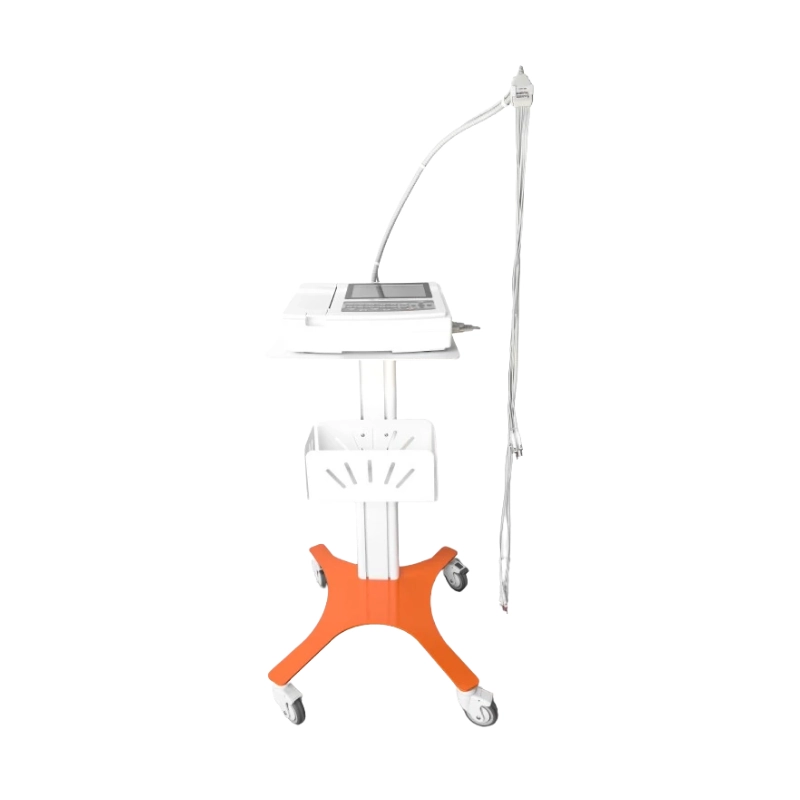 Carro de ECG de gama alta con sujetacables base naranja