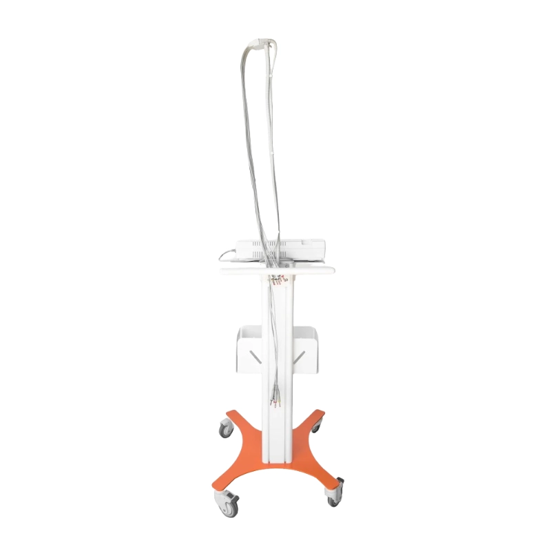 Carro de ECG de gama alta con sujetacables base naranja