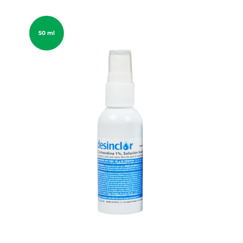 Desinclor spray 1% clorhexidina, solución antiséptica 50ml CAJA 30 UNIDADES Desinclor spray 1% clorhexidina, solución antiséptica 50ml CAJA 30 UNIDADES