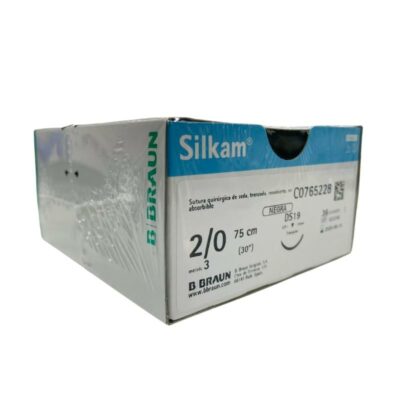 SUTURA SEDA NEGRA SILKAM DS19 2/0 75CM