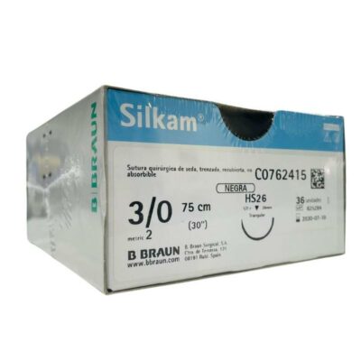 SUTURA SEDA NEGRA SILKAM HS26 3/0 75CM