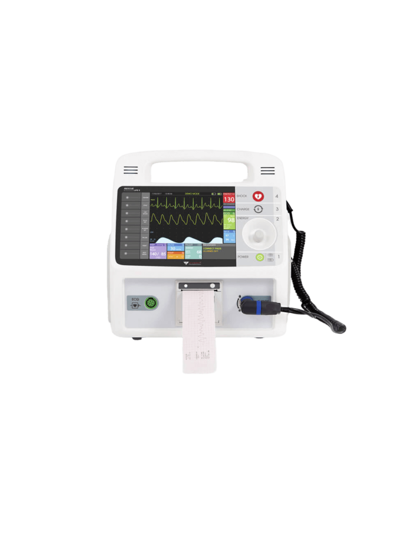 Monitor Desfibrilador Rescue Life 9 (Impresora, ECG 12 ch, Temp)
