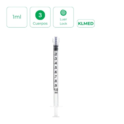 Jeringa 3 cuerpos Luer Lock de 1 ml 100Und Klmed