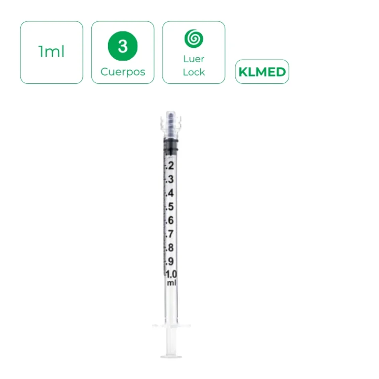 Jeringa 3 cuerpos Luer Lock de 1 ml 100Und Klmed