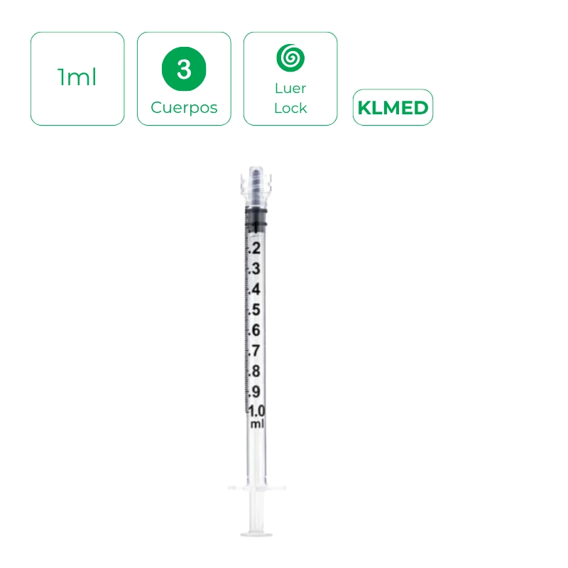 Jeringa 3 cuerpos Luer Lock de 1 ml 100Und Klmed
