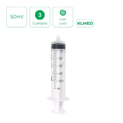 Jeringa 3 cuerpos Luer Lock de 50 ml 25 Und Klmed