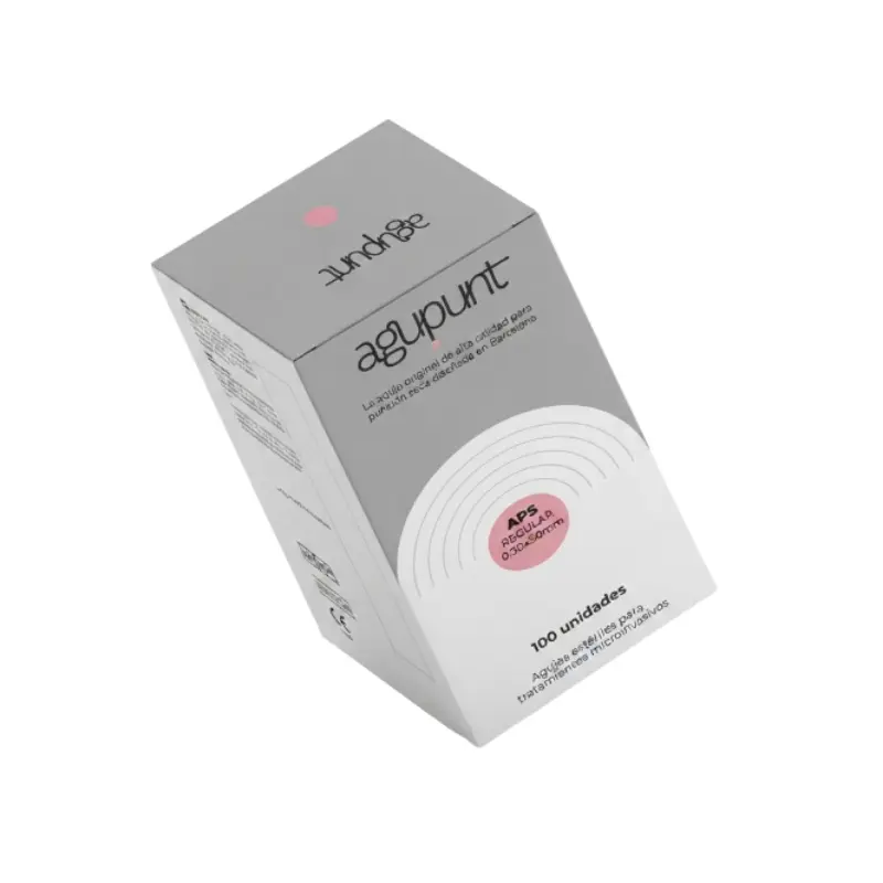 Caja de 100 unidades de aguja punción seca APS Regular de 0,30x50 mm para tratamientos de fisioterapia.