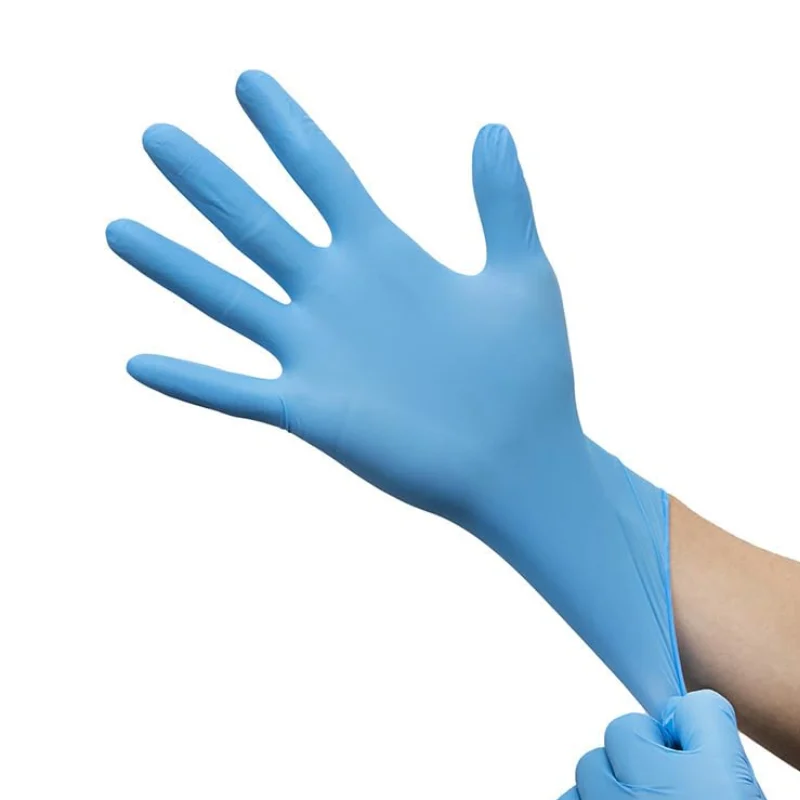 Guantes desechables de nitrilo azul sin polvo. 100 uds