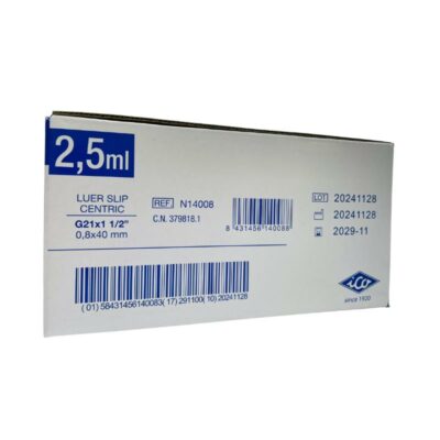 JERINGA ICO 3C 2 5ML CON AGUJA 21G 0 8X40 C/100