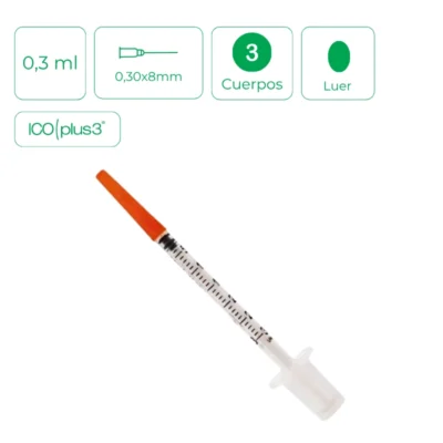Jeringa Icoplus3 insulina con aguja – 0,3ml (0,30x8mm)