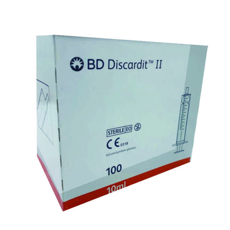 Jeringa de 2 cuerpos BD Caja 100 unid Discardit 10ml CAJA