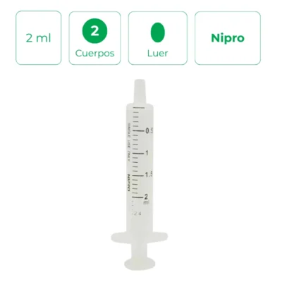 Jeringa de 2 cuerpos Luer 2ml – Caja de 100 uds