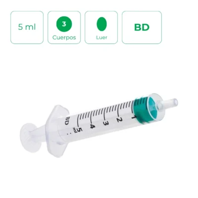 Jeringa de 3 cuerpos BD 5ml Caja 100 unidades