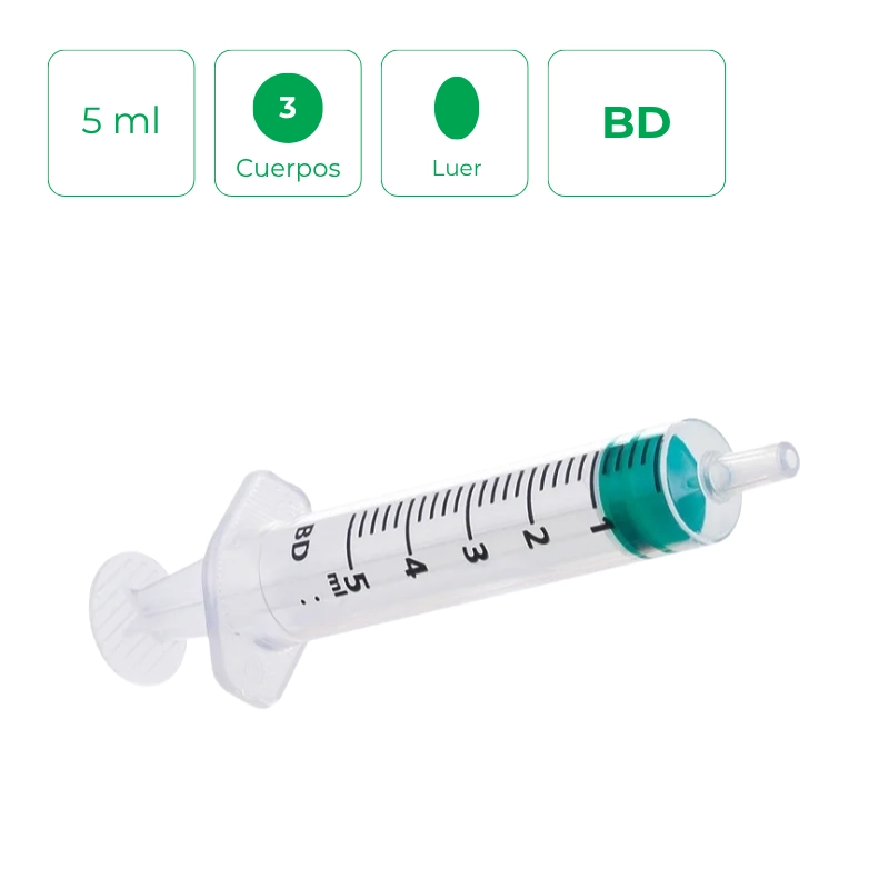 Jeringa de 3 cuerpos BD 5ml Caja 100 unidades