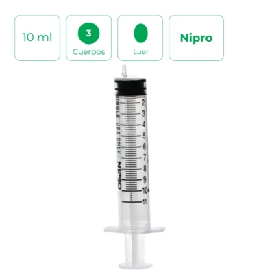 Jeringa de 3 cuerpos Nipro Luer 10ml Caja 100uds