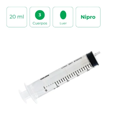 Jeringa de 3 cuerpos Nipro Luer 20ml Caja 50uds