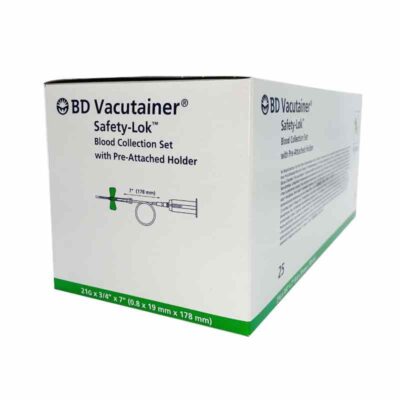 Palomilla BD Vacutainer Safety-Lok Portatubos incorporado 21G x 3/4'' x 7'' (0,8x19mmx178mm) - Unidad