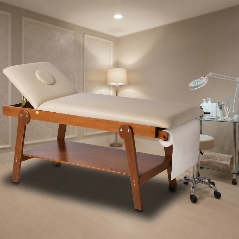Sofá de madera FIRENZE con orificio para la cara - Madera de cerezo