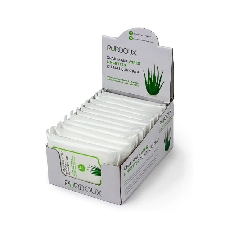 Toallitas para mascarilla CPAP - 10 unidades - Purdoux Aloe Vera