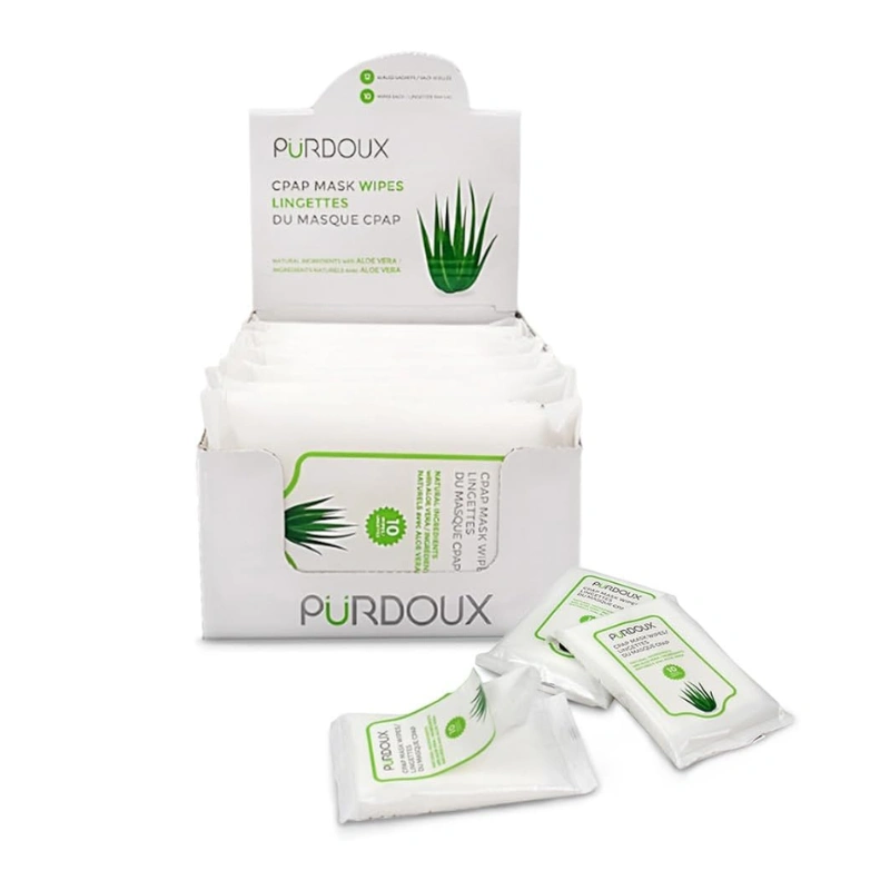 Toallitas para mascarilla CPAP - 10 unidades - Purdoux Aloe Vera