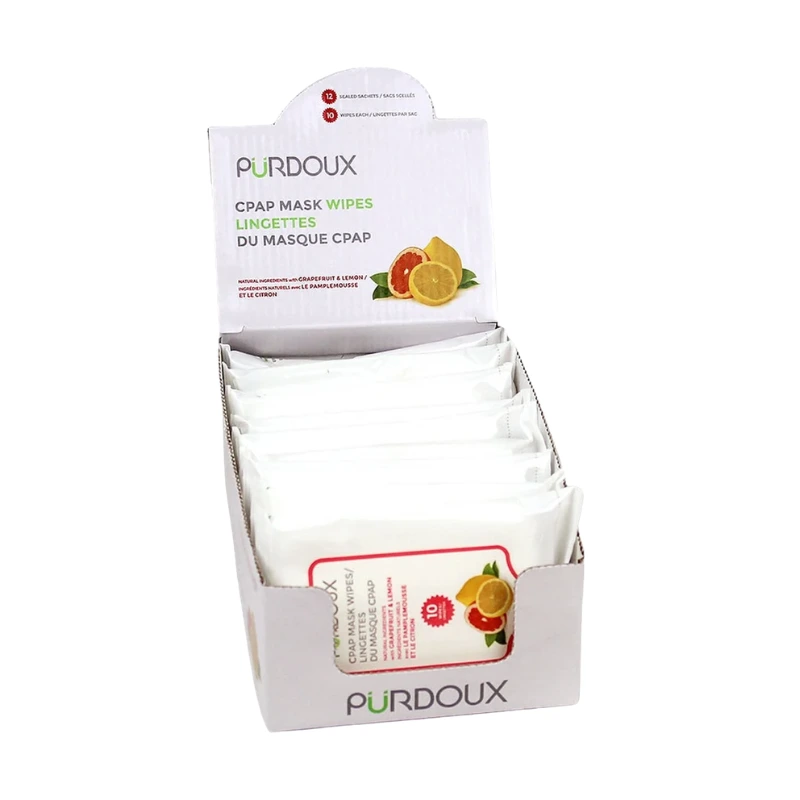 Toallitas para mascarilla CPAP - 10 unidades - Purdoux Pomelo y Limón