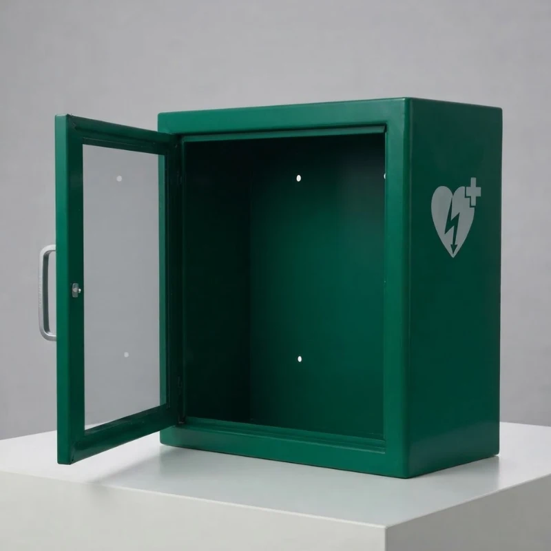 Vitrina para desfibrilador de color verde