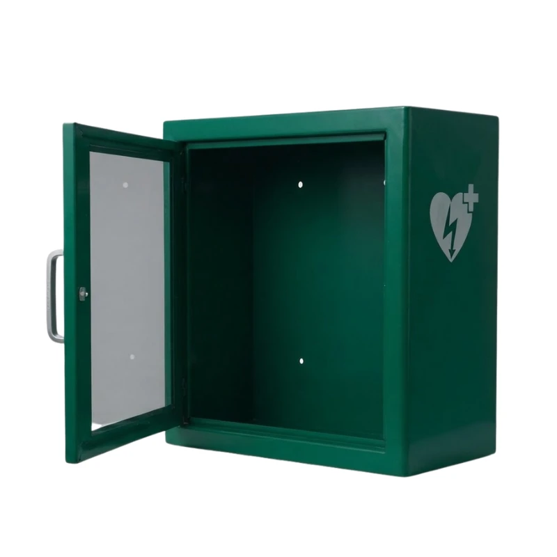 Vitrina para desfibrilador de color verde