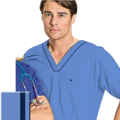 Blusón sanitario unisex azul marino Landau con costuras reforzadas